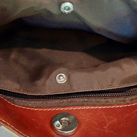 Brighton Vintage Striped Canvas Satchel with Leather Braided Straps - Picture 10 of 15